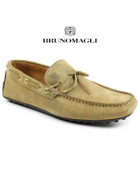 BRUNO MAGLI MEN'S NIB TINO TAN SUIDE DRIVING PENNY LOAFER. SIZE 11 M